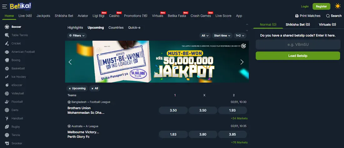 Betika Sports Betting Screenshot